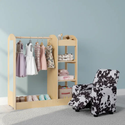 Kids Room Set: Recliner + Natural Study Desk & Chair + 4-ft Christmas Tree + Natural Dress-Up Storage - Toddler & Kids