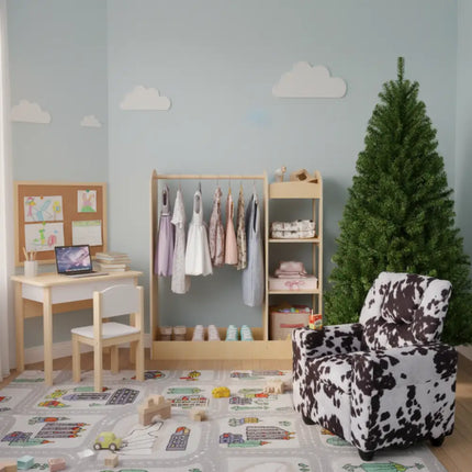 Kids Room Set: Recliner + Natural Study Desk & Chair + 4-ft Christmas Tree + Natural Dress-Up Storage - Toddler & Kids