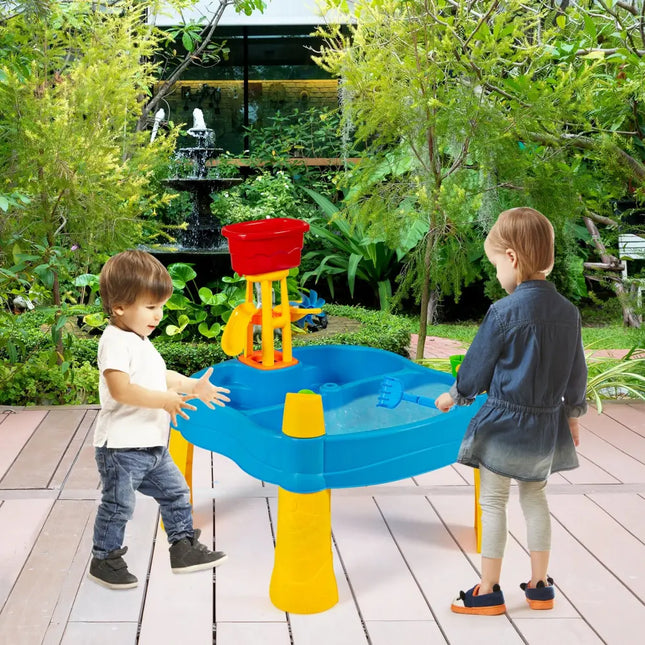 Kids Sand and Water Activity Table Sandbox with 18 Pieces Accessories - Sandboxes