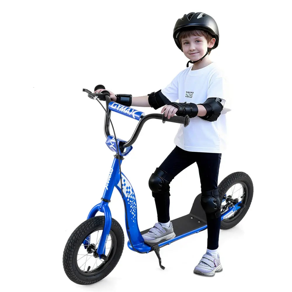 Kids Scooter Youth Kick Scooter with Adjustable Height Handlebar 12-Inch Inflatable Wheels-Navy - Navy - Scooters