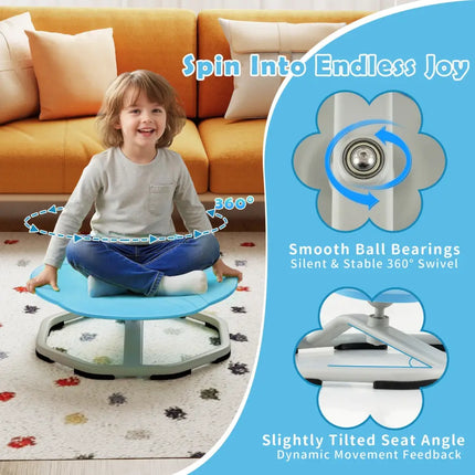 Kids Sensory Swivel Chair Cat Claw 360° Spinning Chair with Non-Slip Metal Base-Blue - Blue - Kids Chairs & Seating