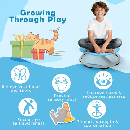 Kids Sensory Swivel Chair Cat Claw 360° Spinning Chair with Non-Slip Metal Base-Blue - Blue - Kids Chairs & Seating