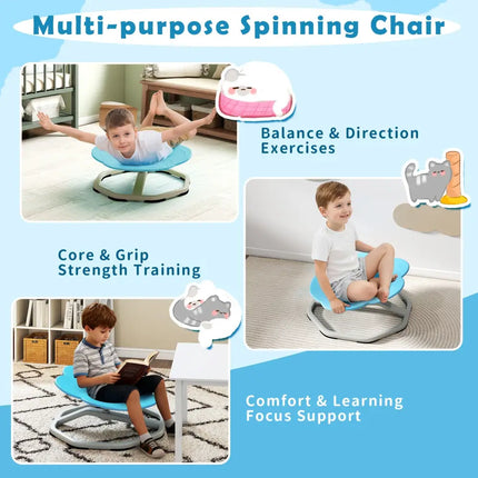 Kids Sensory Swivel Chair Cat Claw 360° Spinning Chair with Non-Slip Metal Base-Blue - Blue - Kids Chairs & Seating