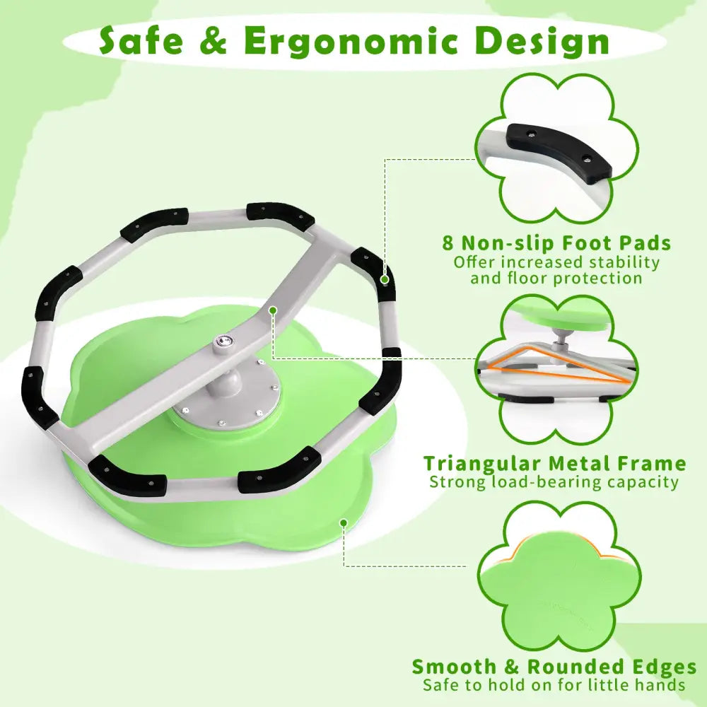 Kids Sensory Swivel Chair Cat Claw 360° Spinning Chair with Non-Slip Metal Base-Green - Green - Kids Chairs & Seating