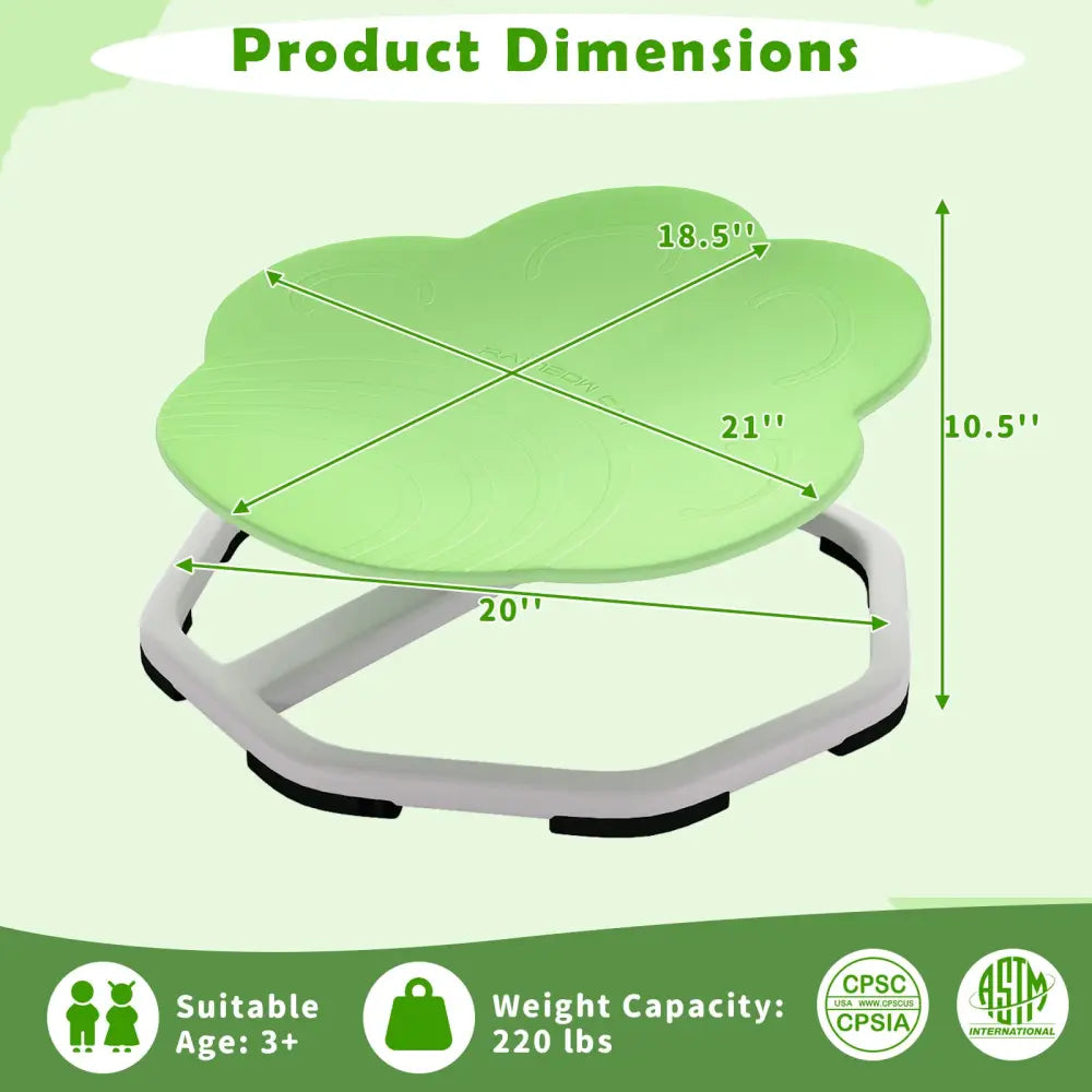 Kids Sensory Swivel Chair Cat Claw 360° Spinning Chair with Non-Slip Metal Base-Green - Green - Kids Chairs & Seating