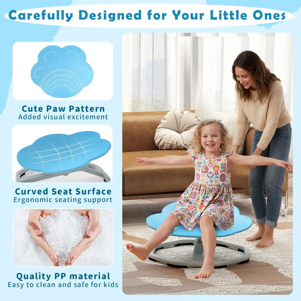 Kids Sensory Swivel Chair Cat Claw 360° Spinning Chair with Non-Slip Metal Base-Blue - Blue - Kids Chairs & Seating