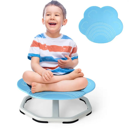 Kids Sensory Swivel Chair Cat Claw 360° Spinning Chair with Non-Slip Metal Base-Blue - Blue - Kids Chairs & Seating