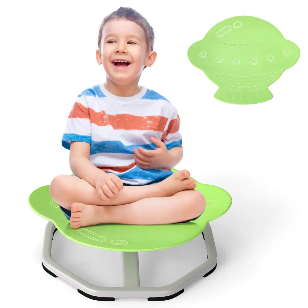 Kids Sensory Swivel Chair Elephant 360° Spinning Chair with Non-Slip Metal Base-Green - Green - Kids Chairs & Seating
