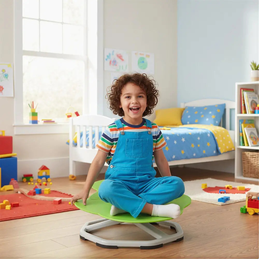 Kids Sensory Swivel Chair Elephant 360° Spinning Chair with Non-Slip Metal Base-Green - Green - Kids Chairs & Seating