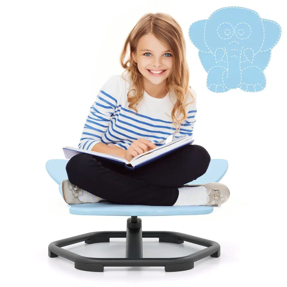 Kids Sensory Swivel Chair Elephant 360° Spinning Chair with Non-Slip Metal Base-Blue - Blue - Kids Chairs & Seating