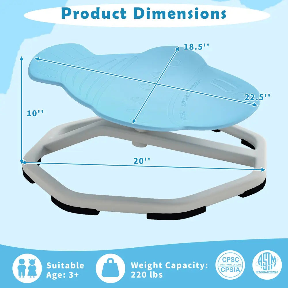 Kids Sensory Swivel Chair Elephant 360° Spinning Chair with Non-Slip Metal Base-Light Blue - Light Blue - Kids Chairs &