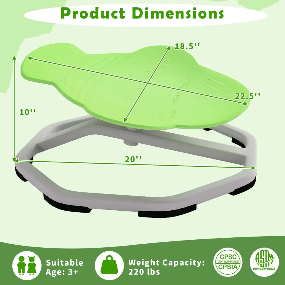 Kids Sensory Swivel Chair Elephant 360° Spinning Chair with Non-Slip Metal Base-Green - Green - Kids Chairs & Seating