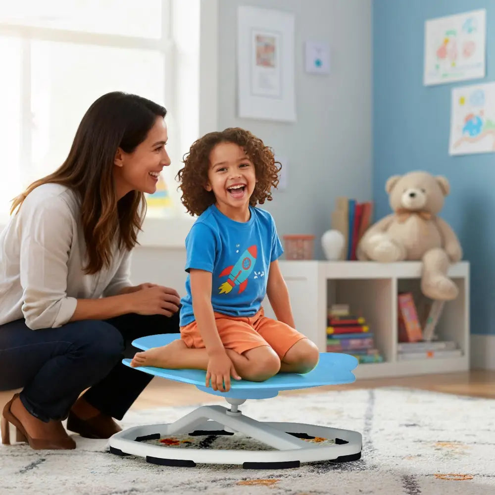 Kids Sensory Swivel Chair Elephant 360° Spinning Chair with Non-Slip Metal Base-Light Blue - Light Blue - Kids Chairs &