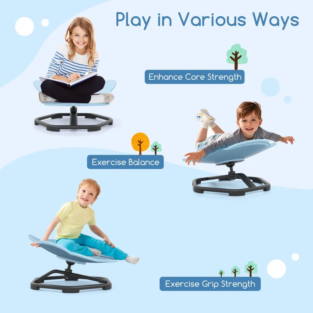 Kids Sensory Swivel Chair Elephant 360° Spinning Chair with Non-Slip Metal Base-Blue - Blue - Kids Chairs & Seating