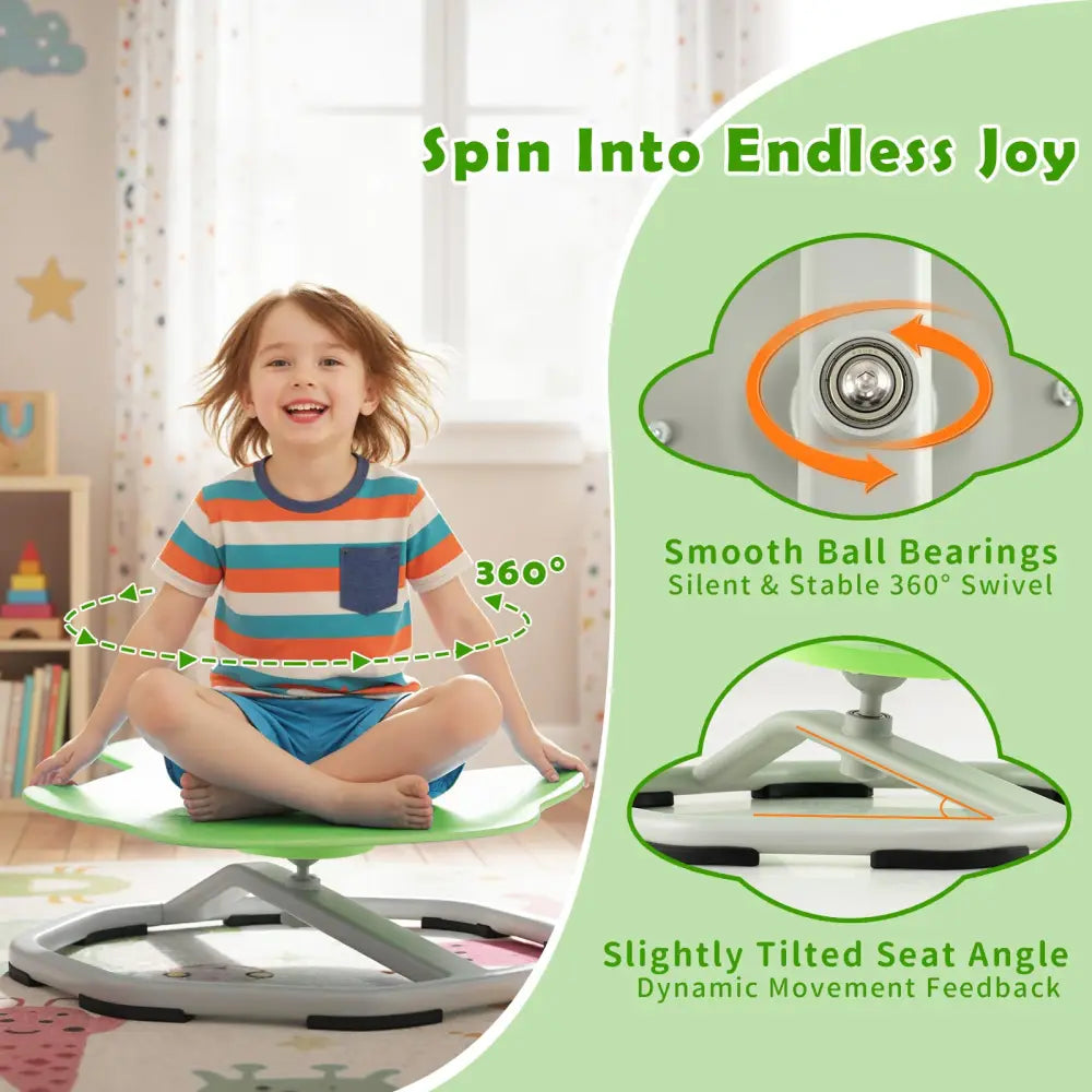 Kids Sensory Swivel Chair Elephant 360° Spinning Chair with Non-Slip Metal Base-Green - Green - Kids Chairs & Seating
