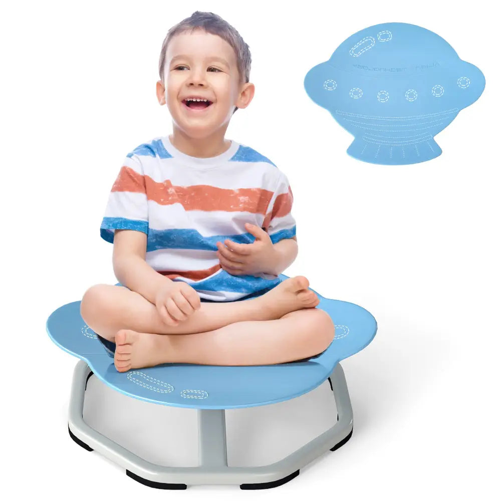 Kids Sensory Swivel Chair Elephant 360° Spinning Chair with Non-Slip Metal Base-Light Blue - Light Blue - Kids Chairs &