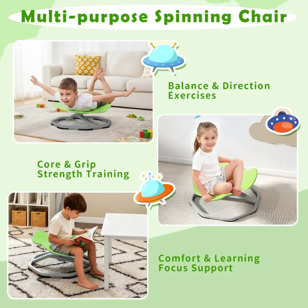 Kids Sensory Swivel Chair Elephant 360° Spinning Chair with Non-Slip Metal Base-Green - Green - Kids Chairs & Seating