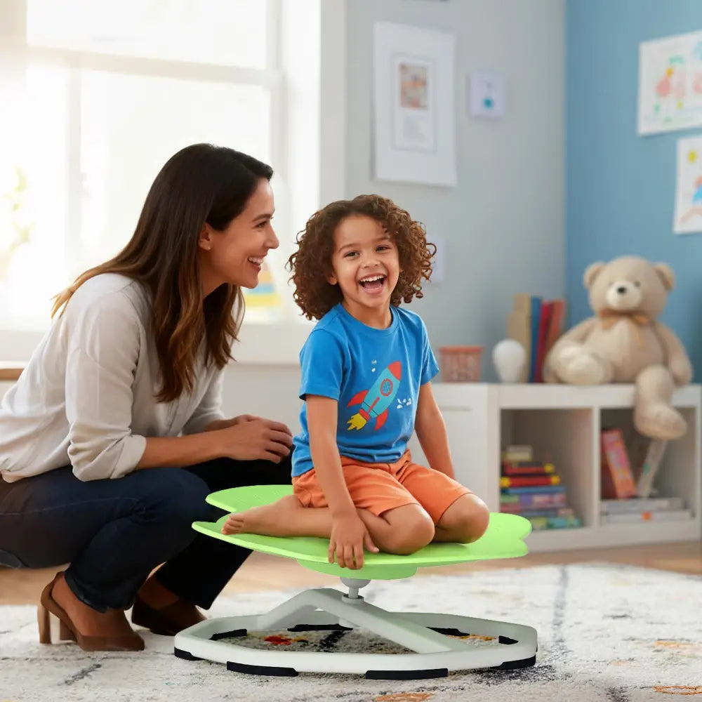 Kids Sensory Swivel Chair Elephant 360° Spinning Chair with Non-Slip Metal Base-Green - Green - Kids Chairs & Seating