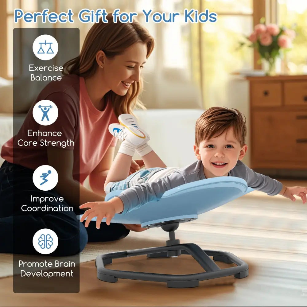 Kids Sensory Swivel Chair Elephant 360° Spinning Chair with Non-Slip Metal Base-Blue - Blue - Kids Chairs & Seating