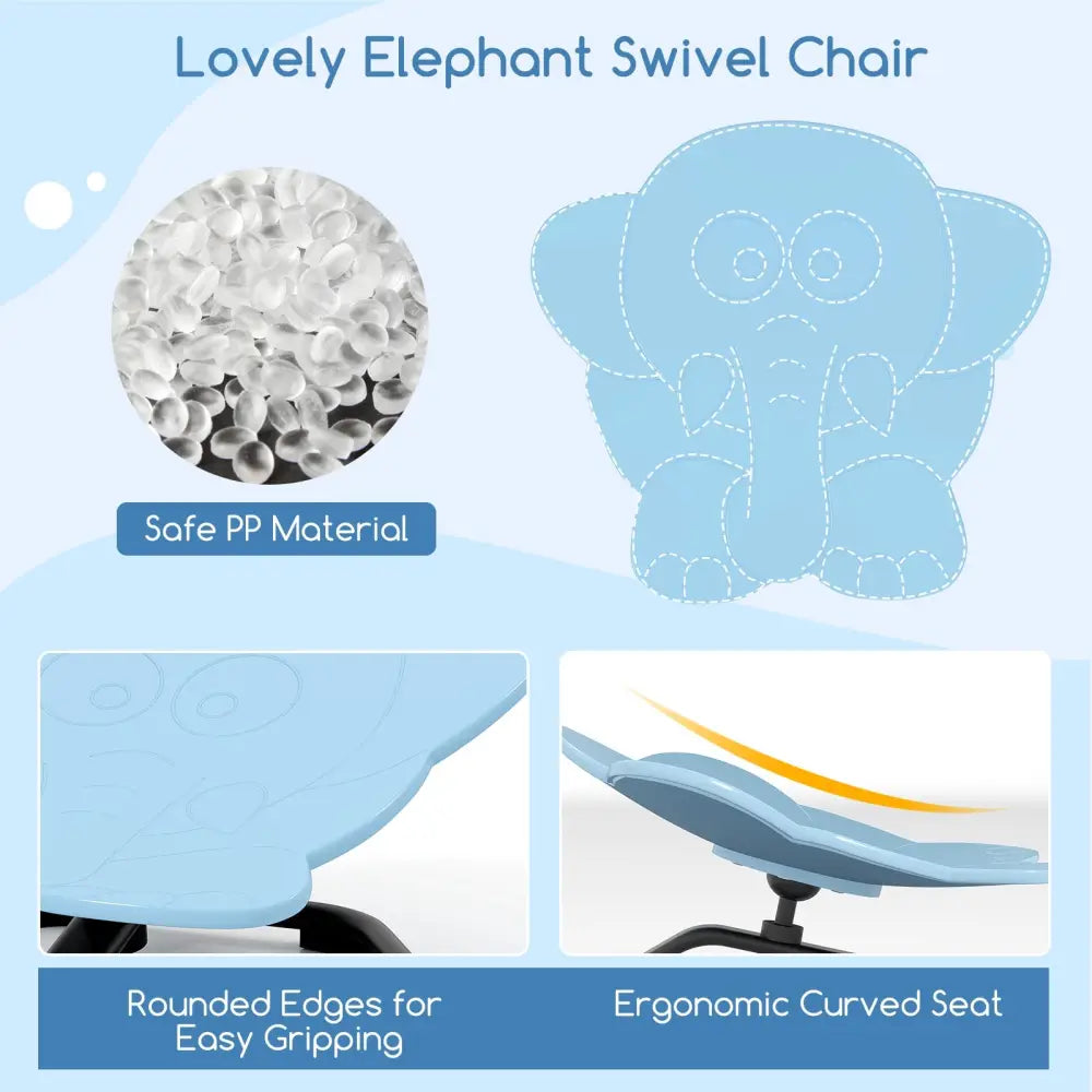 Kids Sensory Swivel Chair Elephant 360° Spinning Chair with Non-Slip Metal Base-Blue - Blue - Kids Chairs & Seating