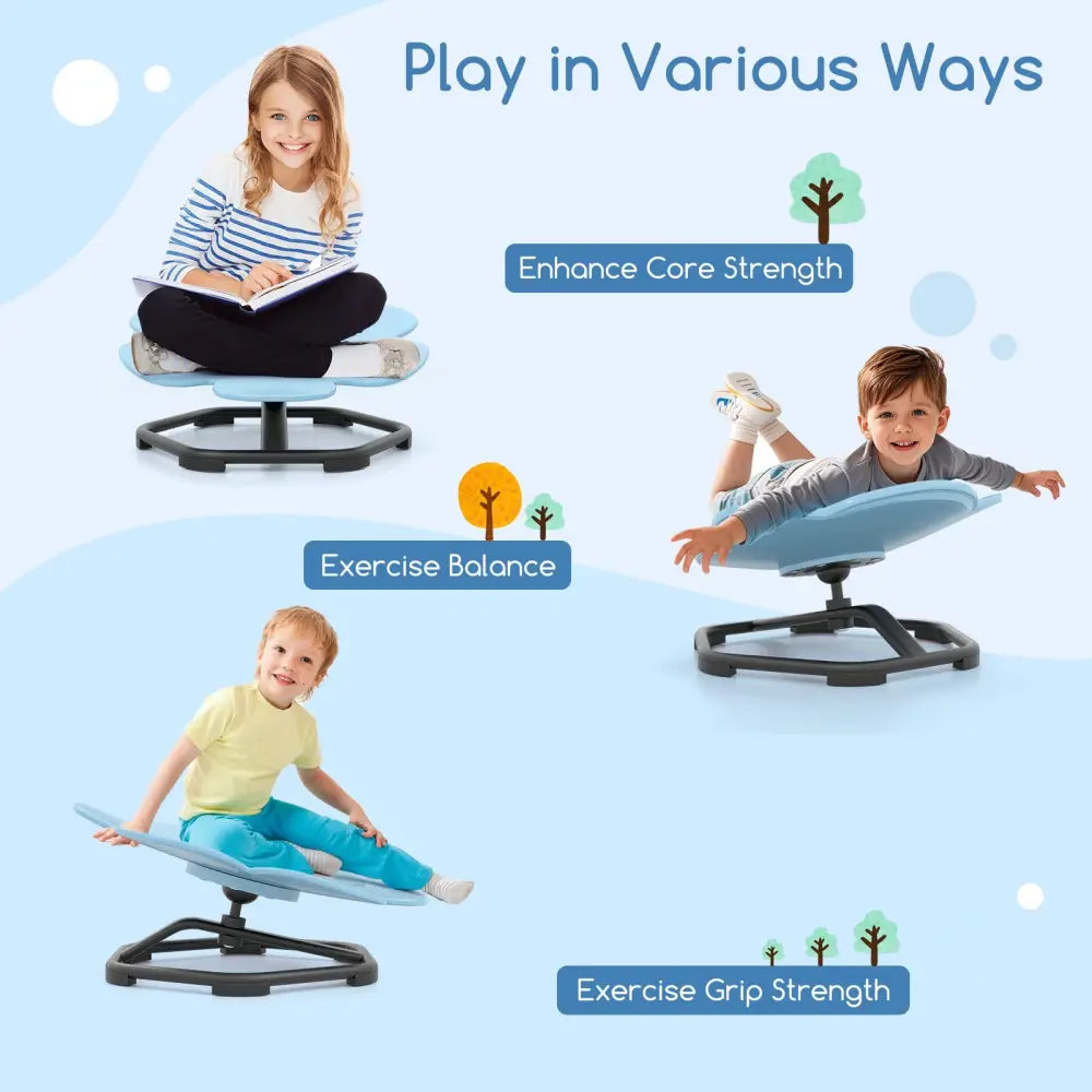 Kids Sensory Swivel Chair Elephant Petal 360° Spinning Chair-Blue - Blue - Kids Chairs & Seating