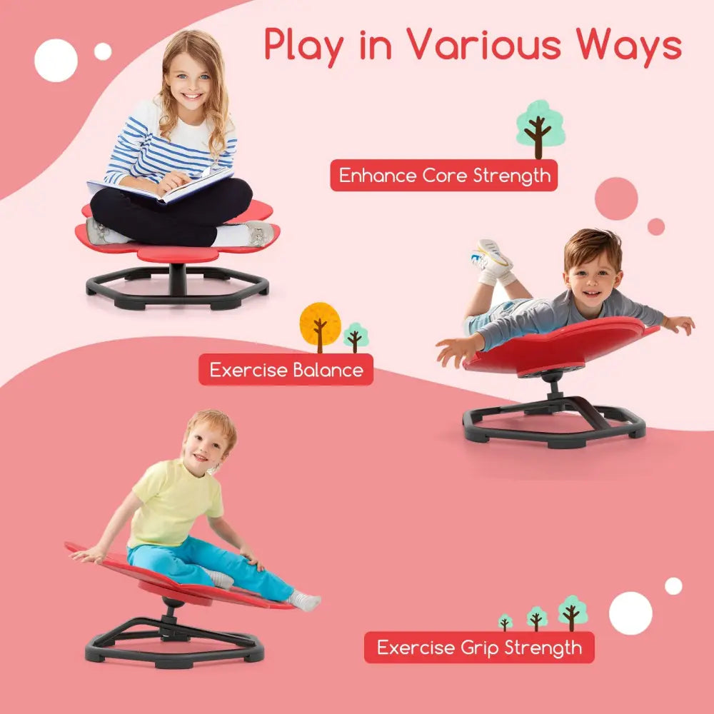Kids Sensory Swivel Chair Elephant Petal 360° Spinning Chair-Red - Red - Kids Chairs & Seating