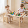 Kids Sensory Table Set with Adjustable Height and 2 Storage Bins-Natural - Natural - Kids Table & Chair Sets