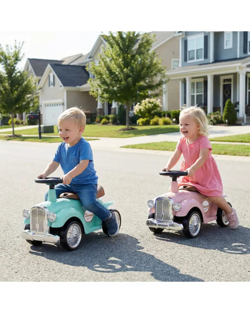 Kids Sit to Stand Vehicle with Working Steering Wheel and Under Seat Storage-Pink - Pink - Push & Pedal Ride On Toys