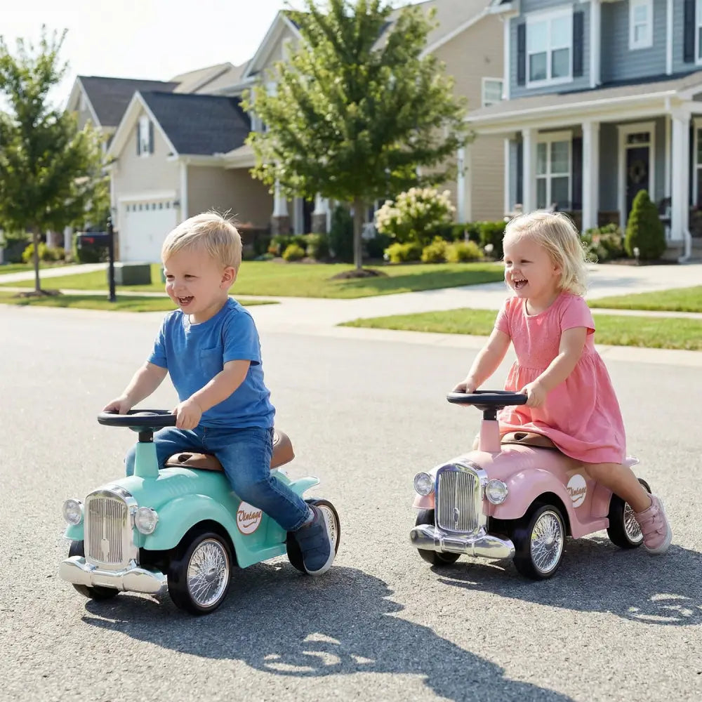 Kids Sit to Stand Vehicle with Working Steering Wheel and Under Seat Storage-Pink - Pink - Push & Pedal Ride On Toys