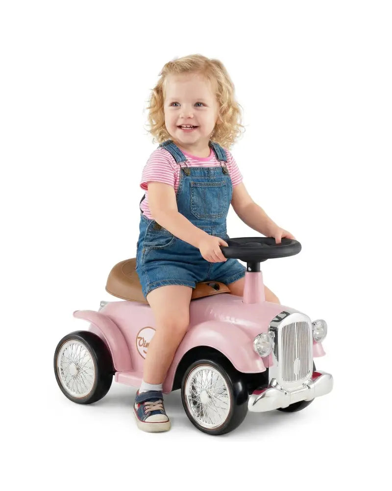 Kids Sit to Stand Vehicle with Working Steering Wheel and Under Seat Storage-Pink - Pink - Push & Pedal Ride On Toys