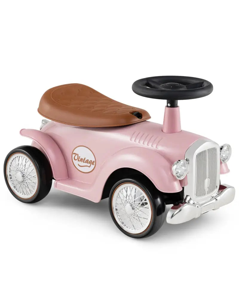 Kids Sit to Stand Vehicle with Working Steering Wheel and Under Seat Storage-Pink - Pink - Push & Pedal Ride On Toys