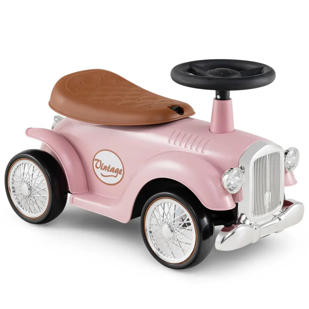 Kids Sit to Stand Vehicle with Working Steering Wheel and Under Seat Storage-Pink - Pink - Push & Pedal Ride On Toys
