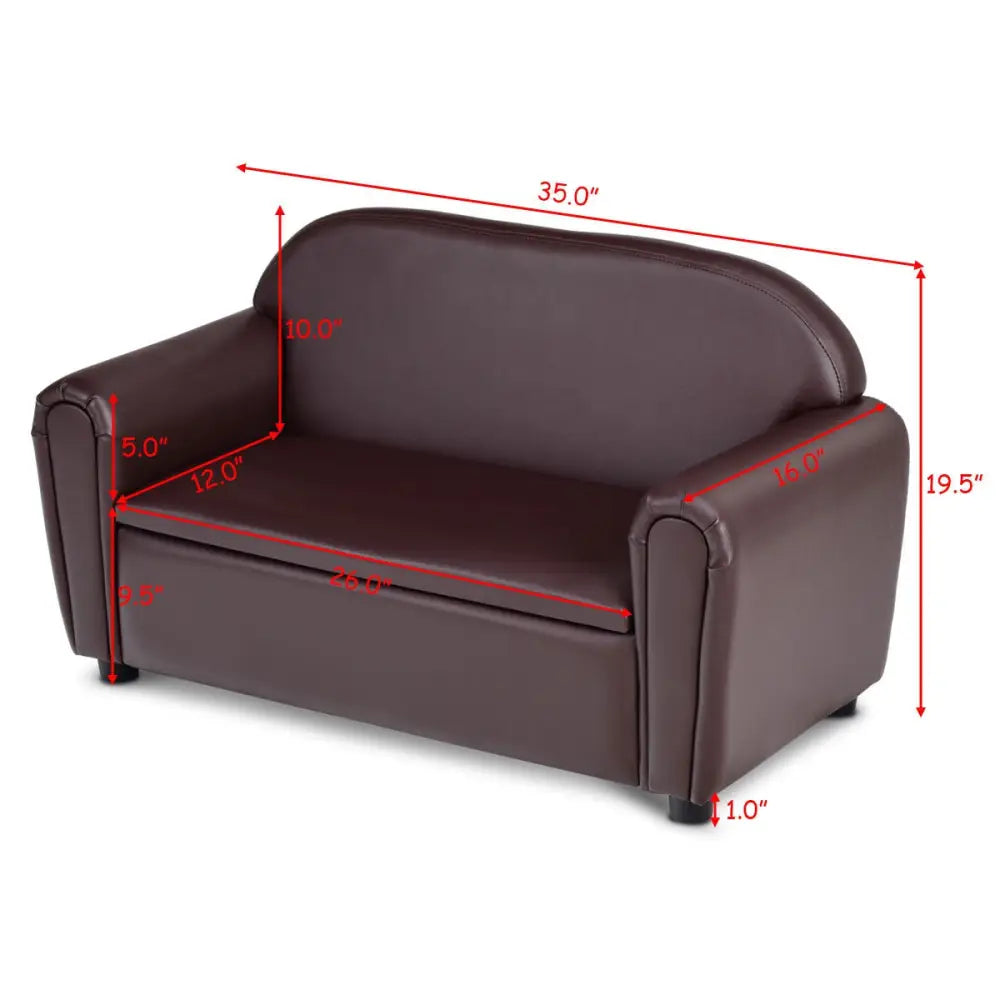 Kids Sofa Armrest Chair with Storage Function - Brown - Kids Chairs & Seating