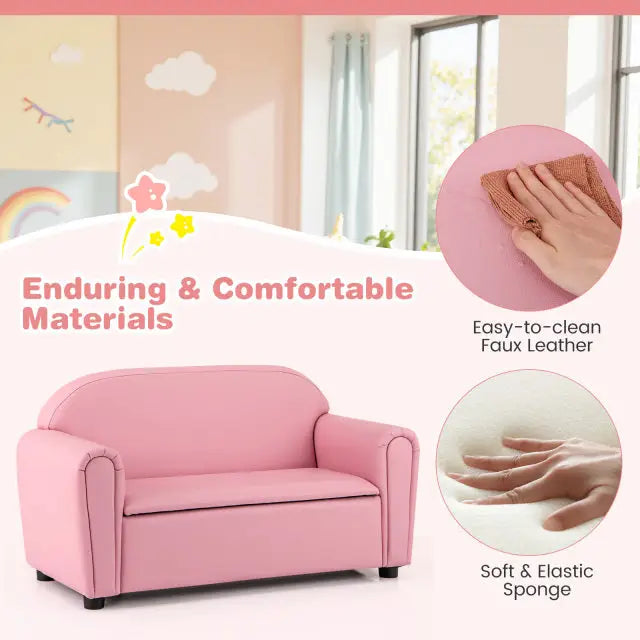 Kids Sofa Armrest Chair with Storage Function-Pink - Pink - Kids Chairs & Seating