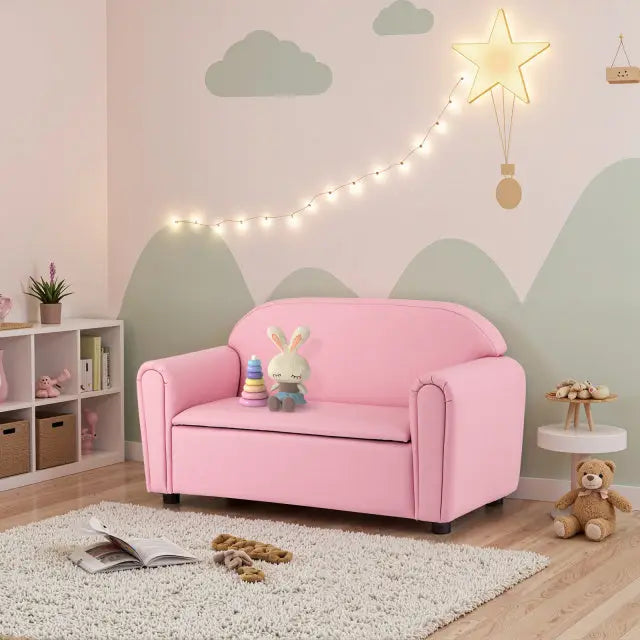 Kids Sofa Armrest Chair with Storage Function-Pink - Pink - Kids Chairs & Seating