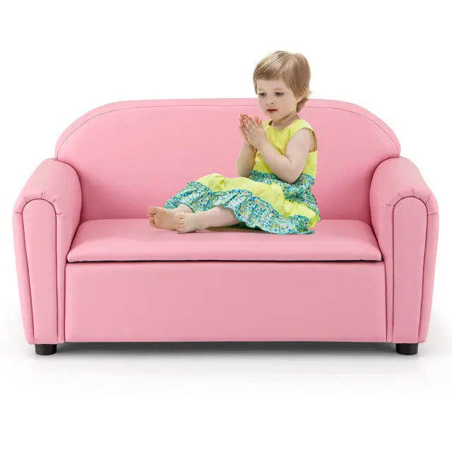 Kids Sofa Armrest Chair with Storage Function-Pink - Pink - Kids Chairs & Seating