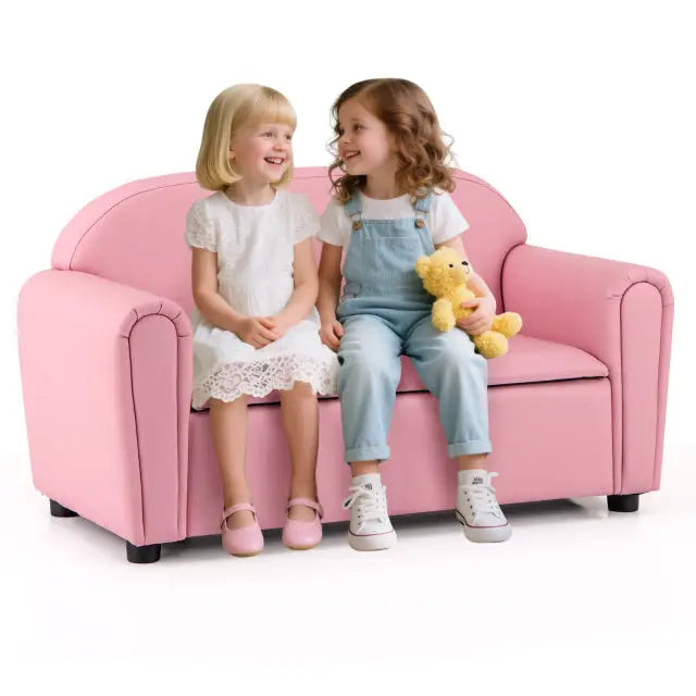 Kids Sofa Armrest Chair with Storage Function-Pink - Pink - Kids Chairs & Seating