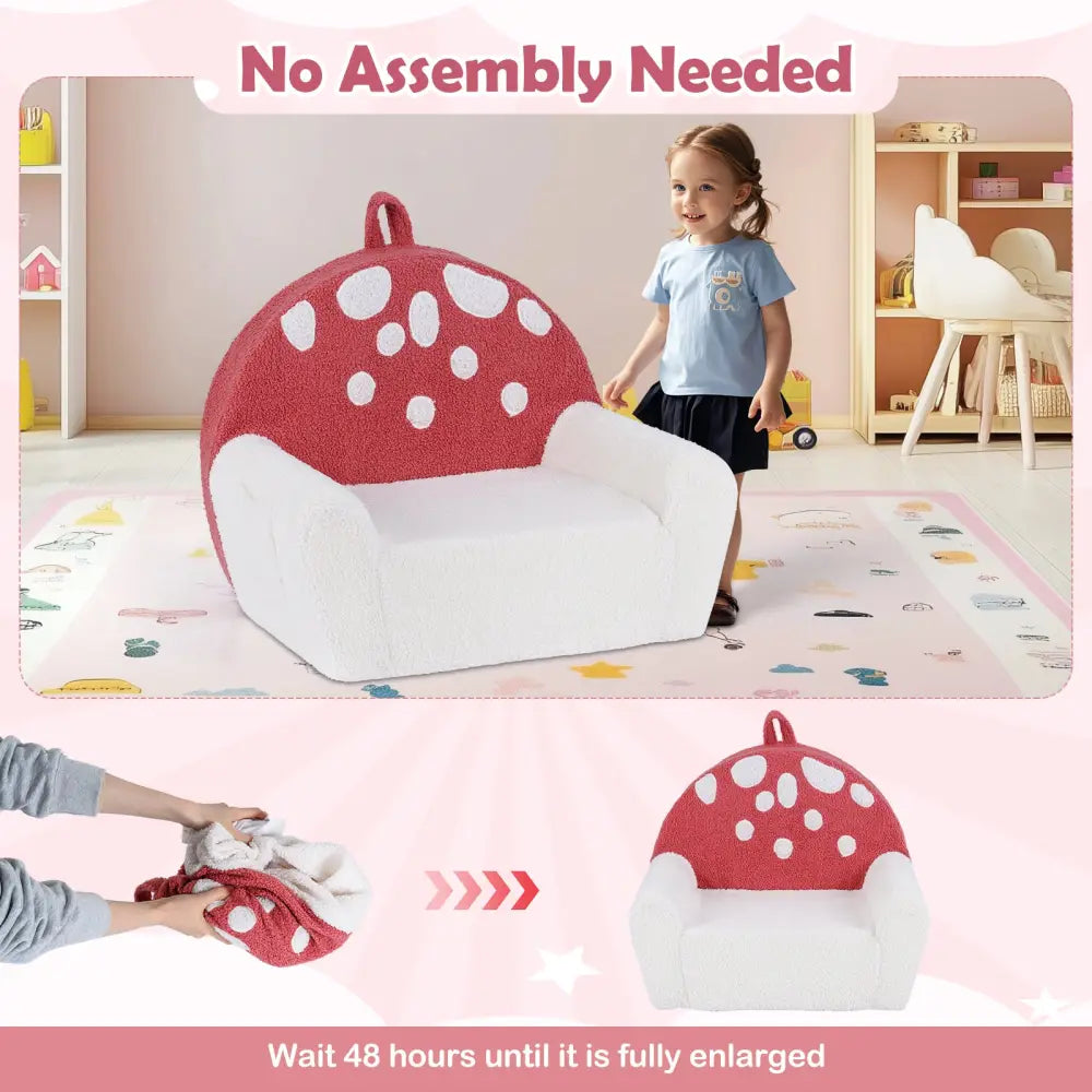 Kids Sofa Toddler Foam Couch with Soft Fleece Fabric Cover-Beige & Red - Beige & Red - Kids Chairs & Seating