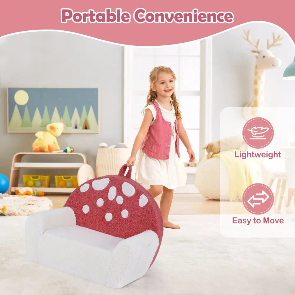 Kids Sofa Toddler Foam Couch with Soft Fleece Fabric Cover-Beige & Red - Beige & Red - Kids Chairs & Seating
