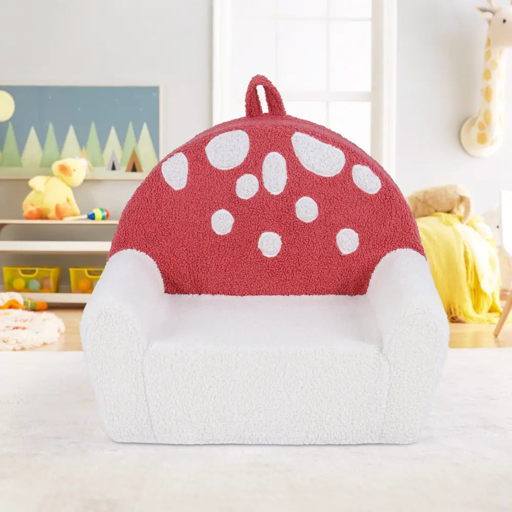 Kids Sofa Toddler Foam Couch with Soft Fleece Fabric Cover-Beige & Red - Beige & Red - Kids Chairs & Seating