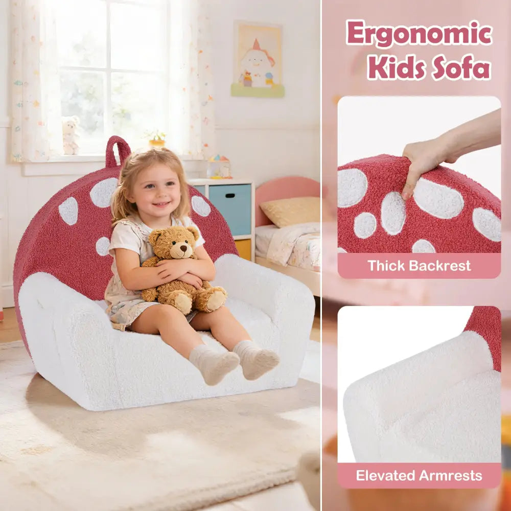 Kids Sofa Toddler Foam Couch with Soft Fleece Fabric Cover-Beige & Red - Beige & Red - Kids Chairs & Seating