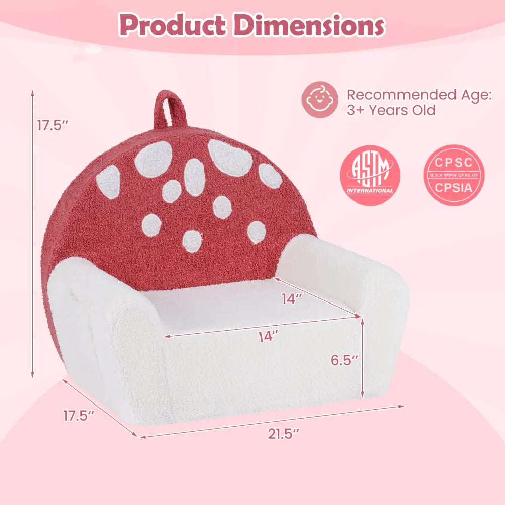 Kids Sofa Toddler Foam Couch with Soft Fleece Fabric Cover-Beige & Red - Beige & Red - Kids Chairs & Seating