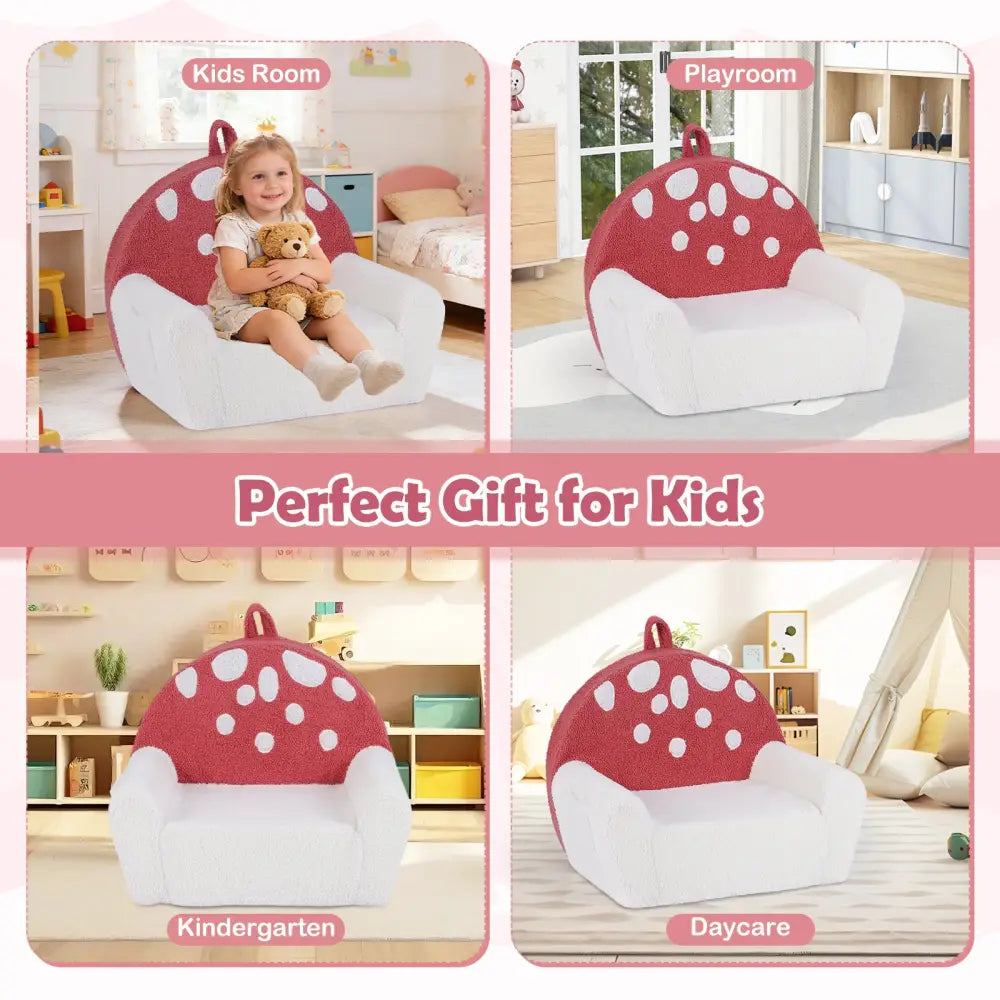 Kids Sofa Toddler Foam Couch with Soft Fleece Fabric Cover-Beige & Red - Beige & Red - Kids Chairs & Seating