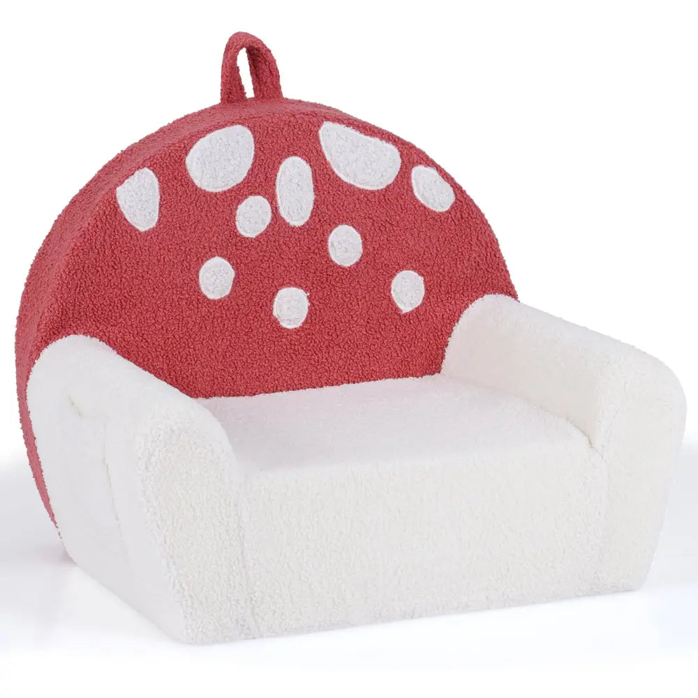 Kids Sofa Toddler Foam Couch with Soft Fleece Fabric Cover-Beige & Red - Beige & Red - Kids Chairs & Seating
