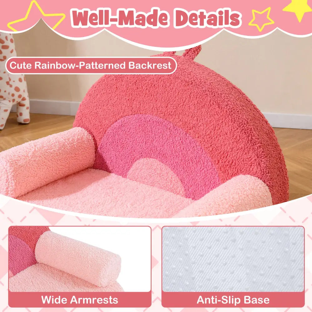 Kids Sofa Toddler Foam Couch with Soft Fleece Fabric Cover-Pink - Pink - Kids Chairs & Seating