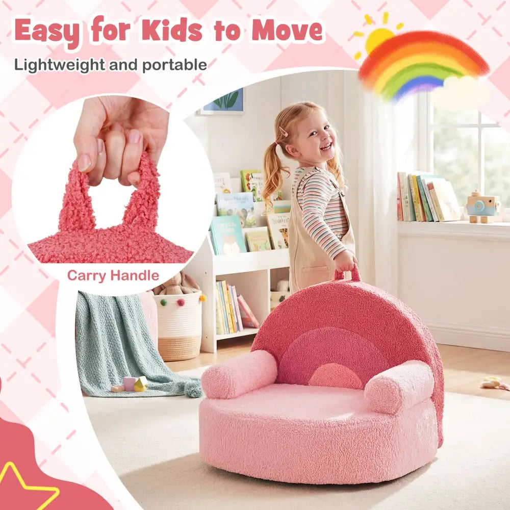 Kids Sofa Toddler Foam Couch with Soft Fleece Fabric Cover-Pink - Pink - Kids Chairs & Seating