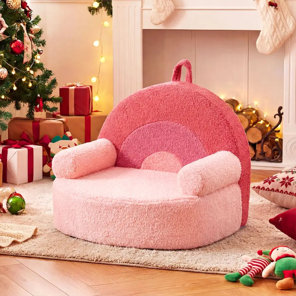 Kids Sofa Toddler Foam Couch with Soft Fleece Fabric Cover-Pink - Pink - Kids Chairs & Seating