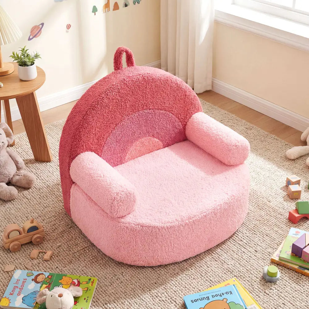 Kids Sofa Toddler Foam Couch with Soft Fleece Fabric Cover-Pink - Pink - Kids Chairs & Seating