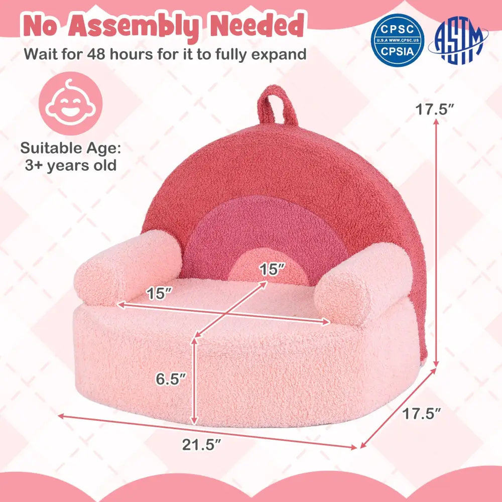 Kids Sofa Toddler Foam Couch with Soft Fleece Fabric Cover-Pink - Pink - Kids Chairs & Seating