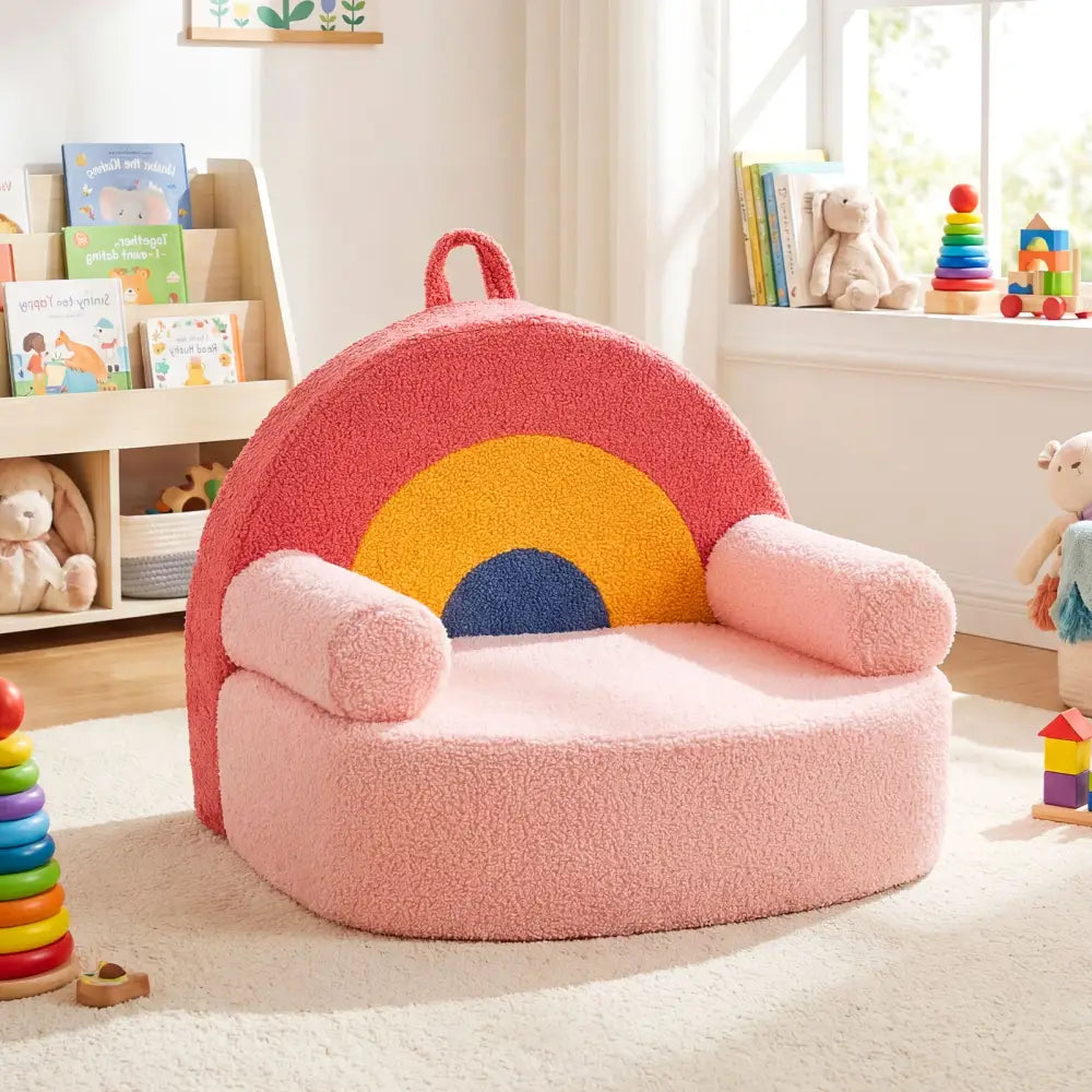 Kids Sofa Toddler Foam Couch with Soft Fleece Fabric Cover-Red - Red - Kids Chairs & Seating